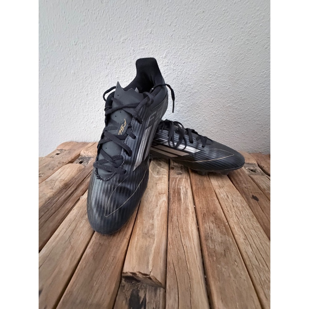 Adidas F50 Fiberskin Cleats Size 9 Black Silver Firm Ground Soccer Shoes